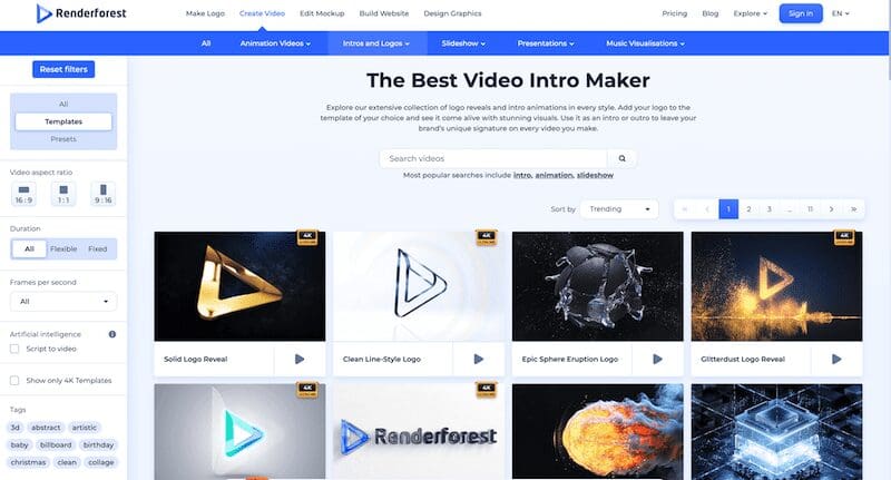 RenderForest - Best Video marketing tools