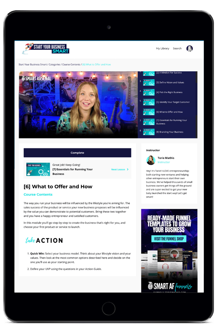 iPad screen with Torie Mathis' website up