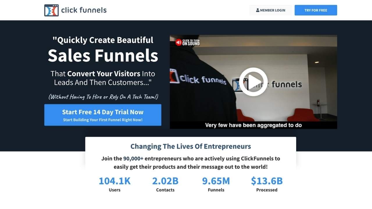 click funnels - landing page software