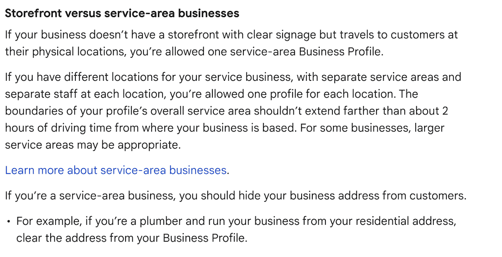 Google Service Area Rules | Torie Mathis