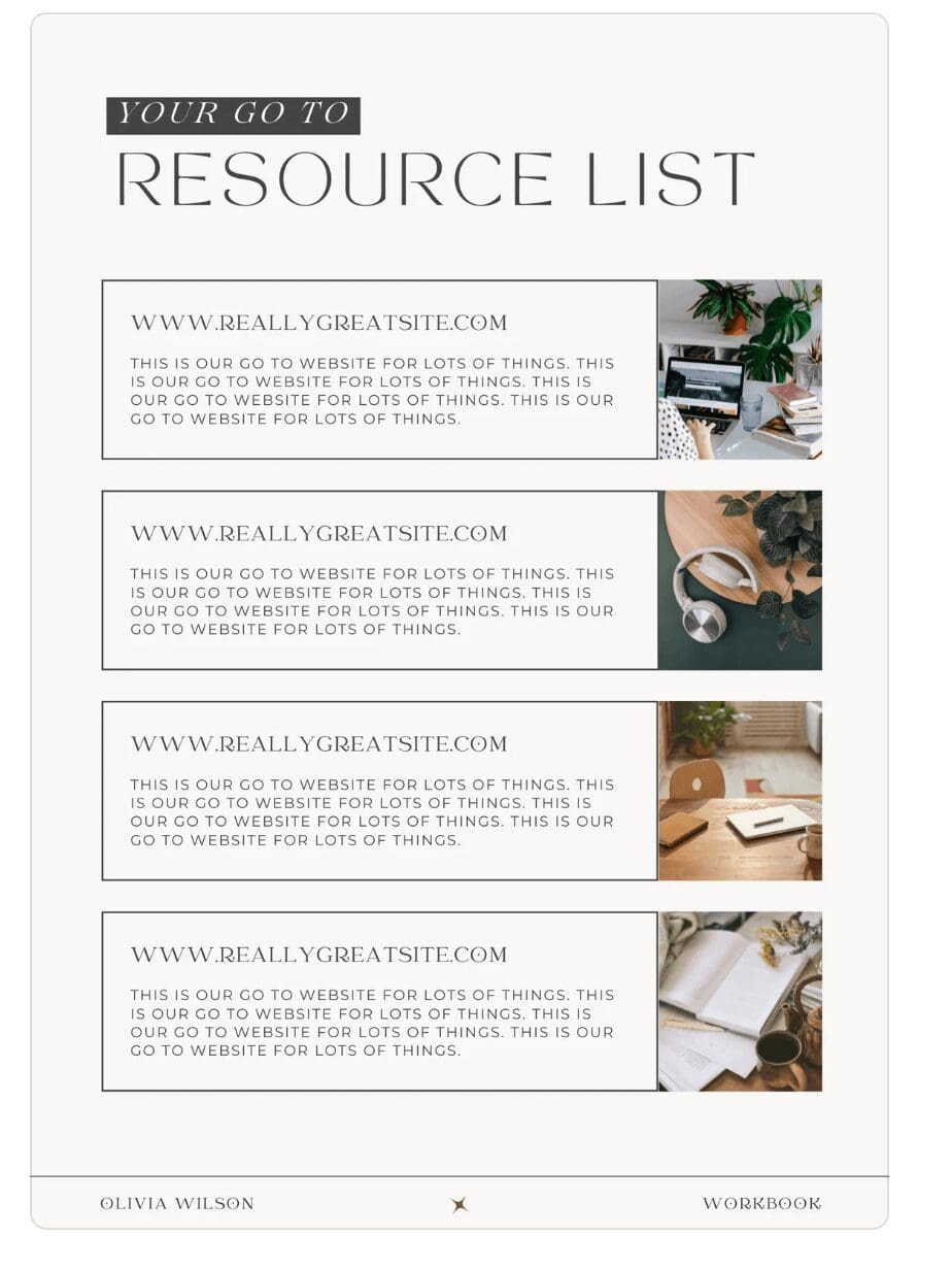 lead magnet template example - resource list